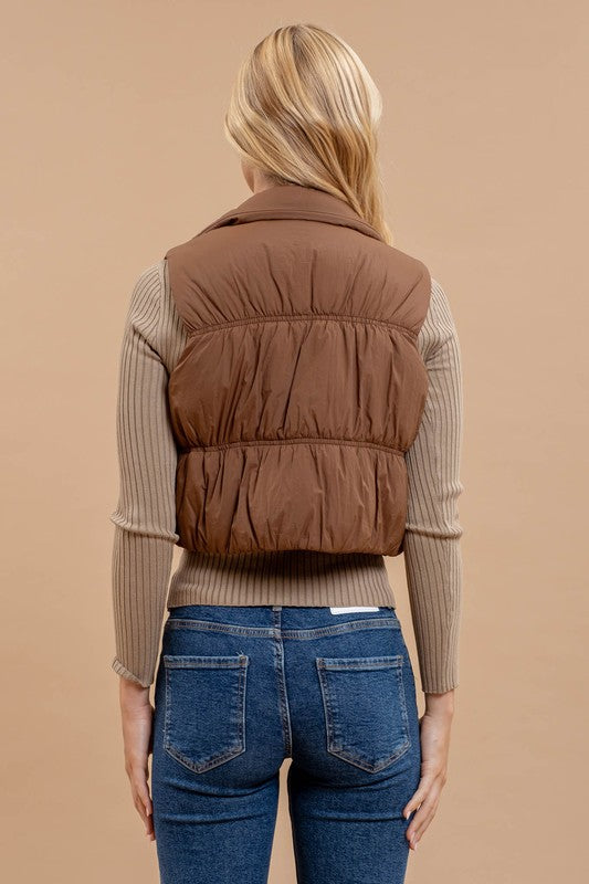 Atlas Zip-Up Cropped Puffer VEST