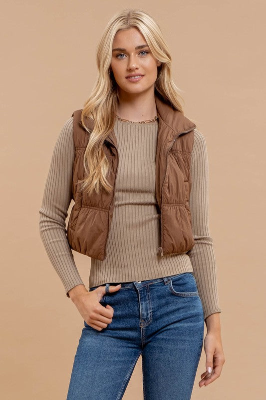 Atlas Zip-Up Cropped Puffer VEST