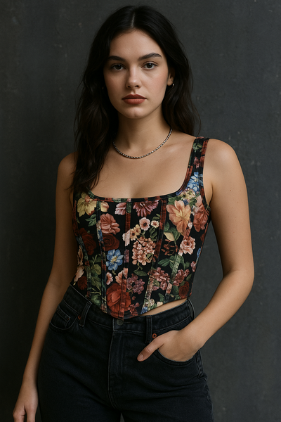 MIDNIGHT BLOOM CORSET TOP