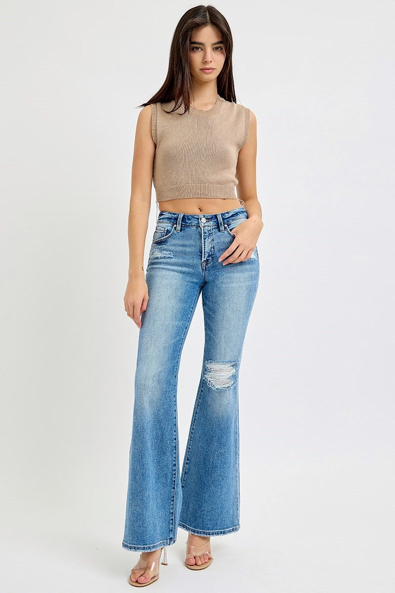 TUMMY CONTROL MID RISE FLARE JEANS