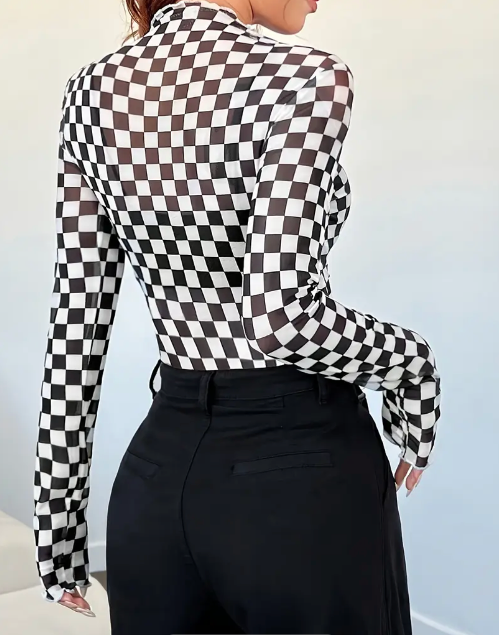 Checked Out Mesh Long Sleeve