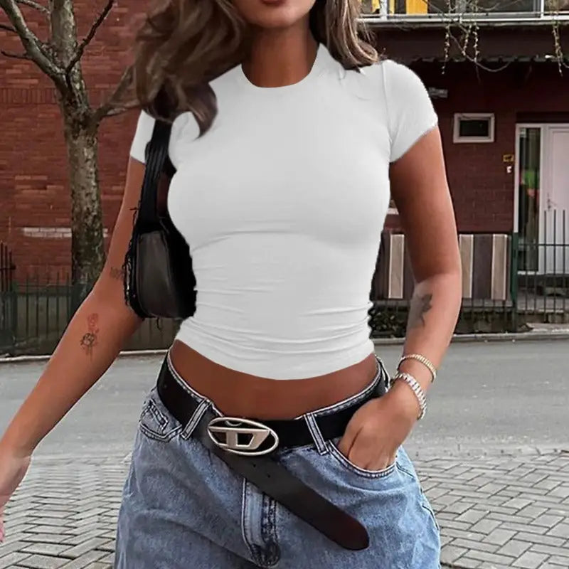 Fitted Short Sleeve Crop Tee